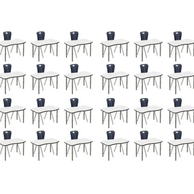 Tesco Classroom Set - Dry Erase 24 Ripple Synergy Student Desks and Stack Chairs^ Desk & Chair Packages|Classroom Desks & Chairs