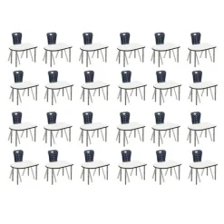 Tesco Classroom Set - 24 Fish Dry Erase Synergy Student Desks and Stack Chairs^ Desk & Chair Packages|Classroom Desks & Chairs