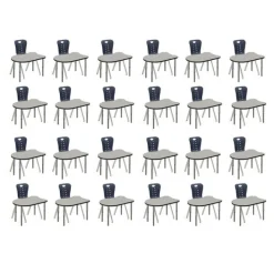 Tesco Classroom Set - 24 Fish Synergy Student Desks and Stack Chairs^ Desk & Chair Packages|Classroom Desks & Chairs