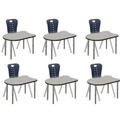 Tesco Classroom Set - 6 Fish Synergy Student Desks and Stack Chairs^ Desk & Chair Packages|Classroom Desks & Chairs