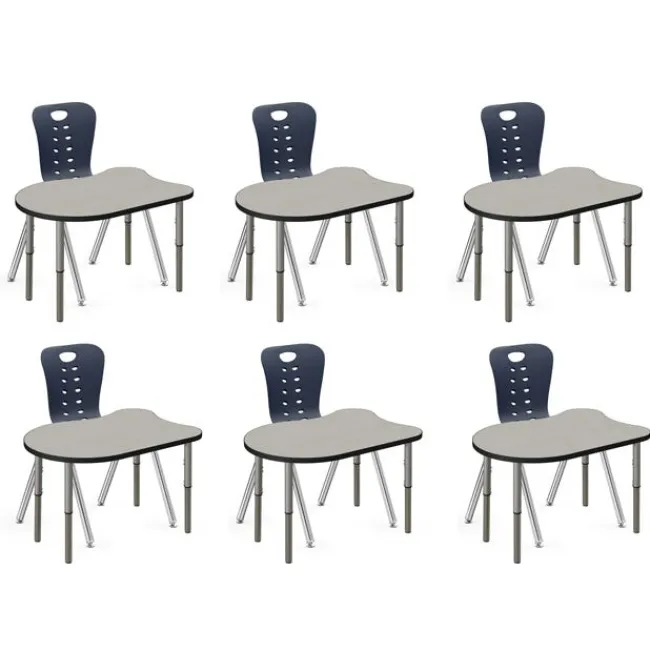 Tesco Classroom Set - 6 Fish Synergy Student Desks and Stack Chairs^ Desk & Chair Packages|Classroom Desks & Chairs