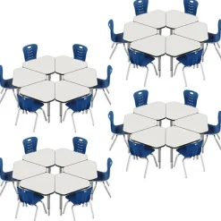 Tesco Classroom Set - 24 Jewel Dry Erase Synergy Student Desks and Stack Chairs^ Desk & Chair Packages|Classroom Desks & Chairs
