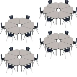 Tesco Classroom Set - 24 Jewel Synergy Student Desks and Stack Chairs^ Desk & Chair Packages|Classroom Desks & Chairs