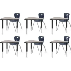 Tesco Classroom Set - 6 Jewel Synergy Student Desks and Stack Chairs^ Desk & Chair Packages|Classroom Desks & Chairs