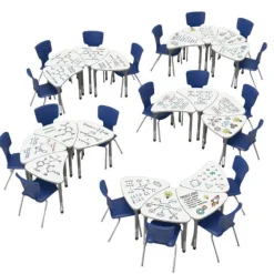 Marco Group Classroom Set - Premier Chevron Dry Erase Desks & Premier Chairs Package^ Desk & Chair Packages|Classroom Desks & Chairs