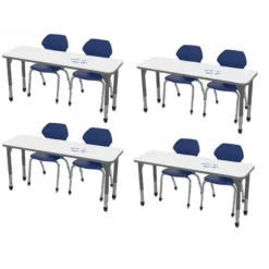 Marco Group Classroom Set - Premier Double Rectangle Dry Erase Desks & Apex Chairs Package^ Desk & Chair Packages|Classroom Desks & Chairs