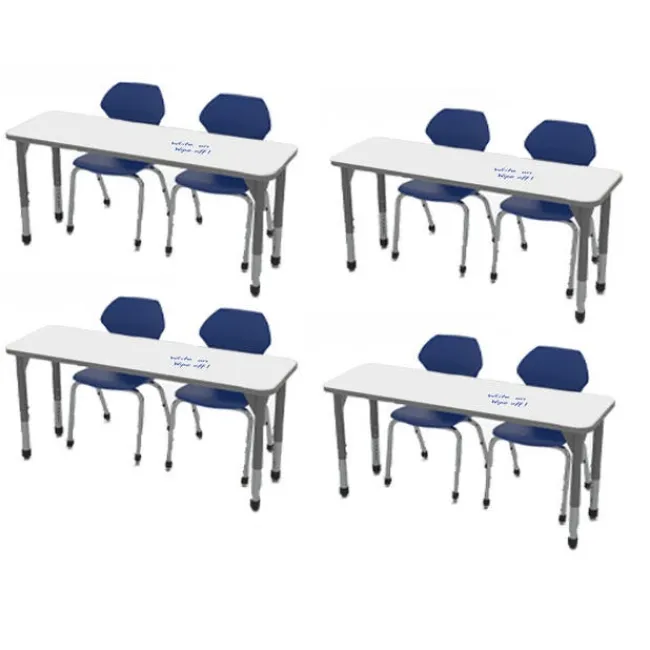 Marco Group Classroom Set - Premier Double Rectangle Dry Erase Desks & Apex Chairs Package^ Desk & Chair Packages|Classroom Desks & Chairs
