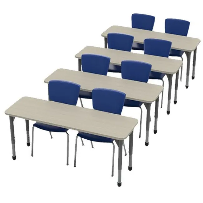 Marco Group Classroom Set - Premier Rectangle Desks (20" x 60") & Premier Chairs Package^ Desk & Chair Packages|Classroom Desks & Chairs