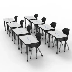 Marco Group Classroom Set - Premier Single Rectangle Dry Erase Desks & Apex Chairs Package^ Desk & Chair Packages|Classroom Desks & Chairs