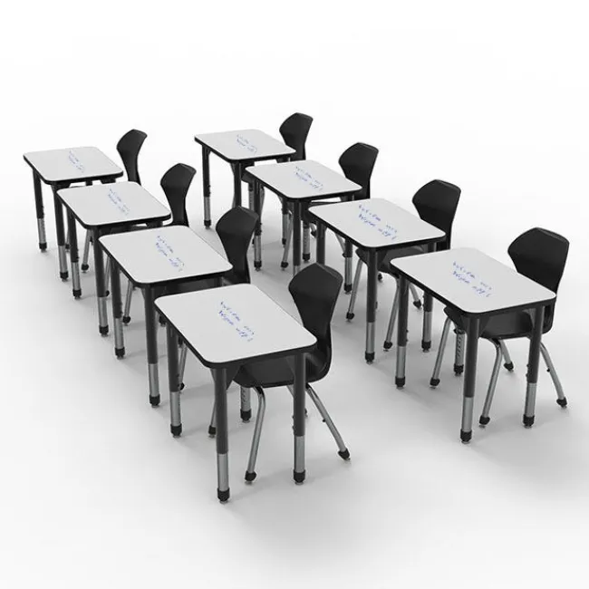 Marco Group Classroom Set - Premier Single Rectangle Dry Erase Desks & Apex Chairs Package^ Desk & Chair Packages|Classroom Desks & Chairs