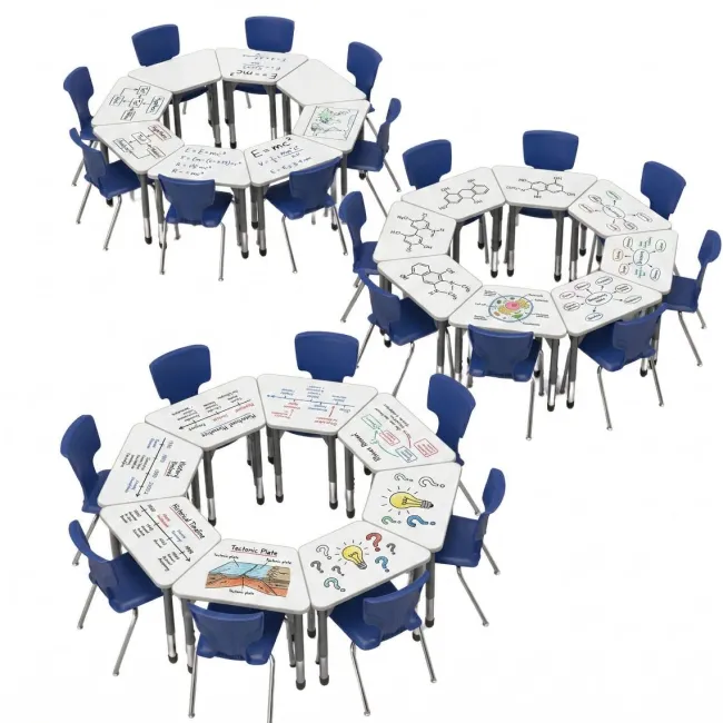 Marco Group Classroom Set - Premier Trapezoid Dry Erase Desks & Premier Chairs Package^ Desk & Chair Packages|Classroom Desks & Chairs