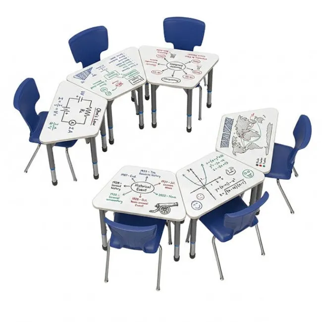 Marco Group Classroom Set - Premier Trapezoid Dry Erase Desks & Premier Chairs Package^ Desk & Chair Packages|Classroom Desks & Chairs