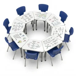 Marco Group Classroom Set - Premier Trapezoid Dry Erase Desks & Premier Chairs Package^ Desk & Chair Packages|Classroom Desks & Chairs