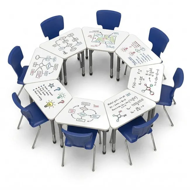 Marco Group Classroom Set - Premier Trapezoid Dry Erase Desks & Premier Chairs Package^ Desk & Chair Packages|Classroom Desks & Chairs