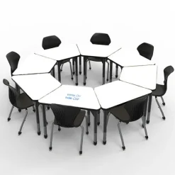 Marco Group Classroom Set - Premier Trapezoid Dry Erase Desks & Apex Chairs Package^ Desk & Chair Packages|Classroom Desks & Chairs