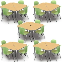 Marco Group Classroom Set - 20 Premier Triangle Desks & Apex Chairs^ Desk & Chair Packages|Classroom Desks & Chairs