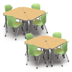 Marco Group Classroom Set - 8 Premier Triangle Desks & Apex Chairs^ Desk & Chair Packages|Classroom Desks & Chairs