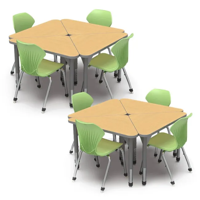 Marco Group Classroom Set - 8 Premier Triangle Desks & Apex Chairs^ Desk & Chair Packages|Classroom Desks & Chairs