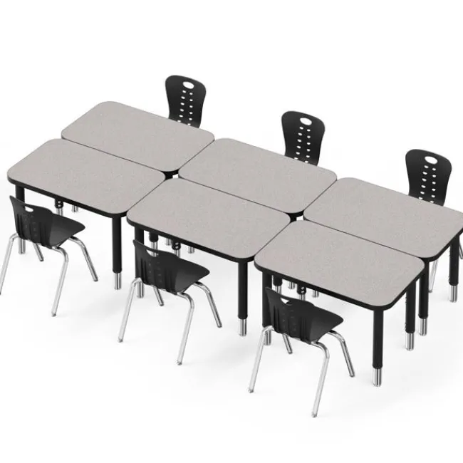 Tesco Classroom Set - 6 Rectangle Synergy Student Desks and Stack Chairs^ Desk & Chair Packages|Classroom Desks & Chairs