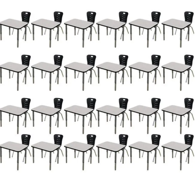 Tesco Classroom Set - 24 Rectangle Synergy Student Desks and Stack Chairs^ Desk & Chair Packages|Classroom Desks & Chairs