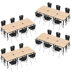 Tesco Classroom Set - 24 Rectangle Synergy Student Desks and Stack Chairs^ Desk & Chair Packages|Classroom Desks & Chairs