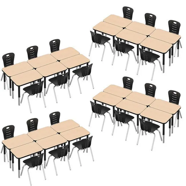 Tesco Classroom Set - 24 Rectangle Synergy Student Desks and Stack Chairs^ Desk & Chair Packages|Classroom Desks & Chairs
