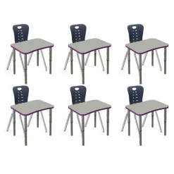 Tesco Classroom Set - 6 Ryan Synergy Student Desks and Stack Chairs^ Desk & Chair Packages|Classroom Desks & Chairs
