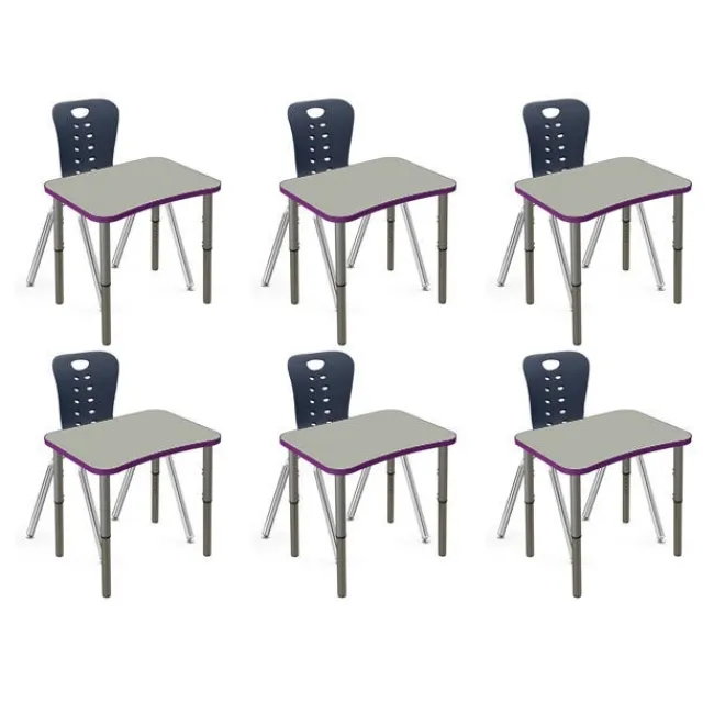 Tesco Classroom Set - 6 Ryan Synergy Student Desks and Stack Chairs^ Desk & Chair Packages|Classroom Desks & Chairs