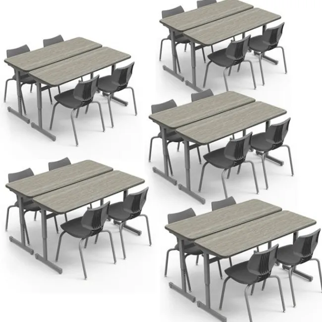 Smith System Classroom Set - 10 Silhouette Double Desks & 20 Flavors Chairs^ Desk & Chair Packages|Classroom Desks & Chairs