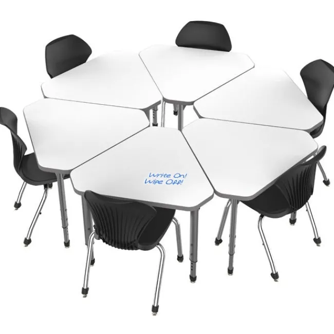 Marco Group Classroom Set- 24 Single Student Gem Dry Erase Apex Desks & 24 Apex Stack Chairs (18'' H 5th-Adult)^ Dry Erase Desks