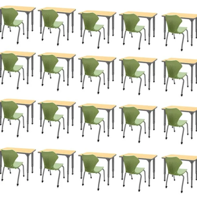 Marco Group Classroom Set - 20 Single Student Desks & Apex Chairs^ Collaborative Desks|Desk & Chair Packages