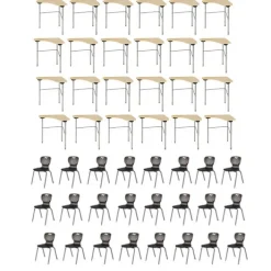 USACapitol Classroom Set - 24 Stealth Student Desks & Ntersect Chairs^ Desk & Chair Packages|Classroom Desks & Chairs