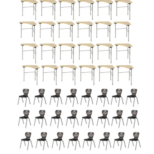 USACapitol Classroom Set - 24 Stealth Student Desks & Ntersect Chairs^ Desk & Chair Packages|Classroom Desks & Chairs
