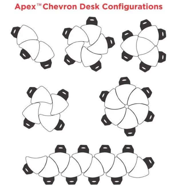 Marco Group Classroom Set - 24 Student Chevron Dry Erase Apex Desks & 24 Apex Stack Chairs (18'' H -5th-Adult)^ Dry Erase Desks
