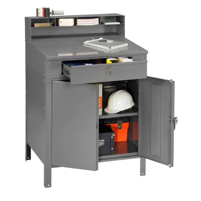 Tennsco Closed Style Foreman's Shop Desk with Storage Cabinet^ Makerspace & Shop