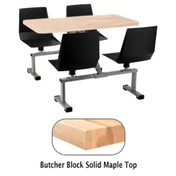 National Public Seating Cluster Swivel Booth with Butcher Block Top^ Cafeteria Booths|Cafeteria