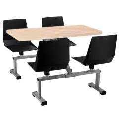 National Public Seating Cluster Swivel Booth with Butcher Block Top^ Cafeteria Booths|Cafeteria