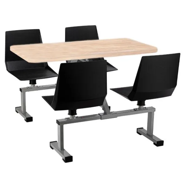 National Public Seating Cluster Swivel Booth with Butcher Block Top^ Cafeteria Booths|Cafeteria