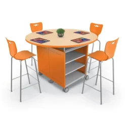 Mooreco Compass Island Round Cabinet & 30" Hierarchy Stool Package^ Activity Table & Chair Packages|Makerspace & Shop