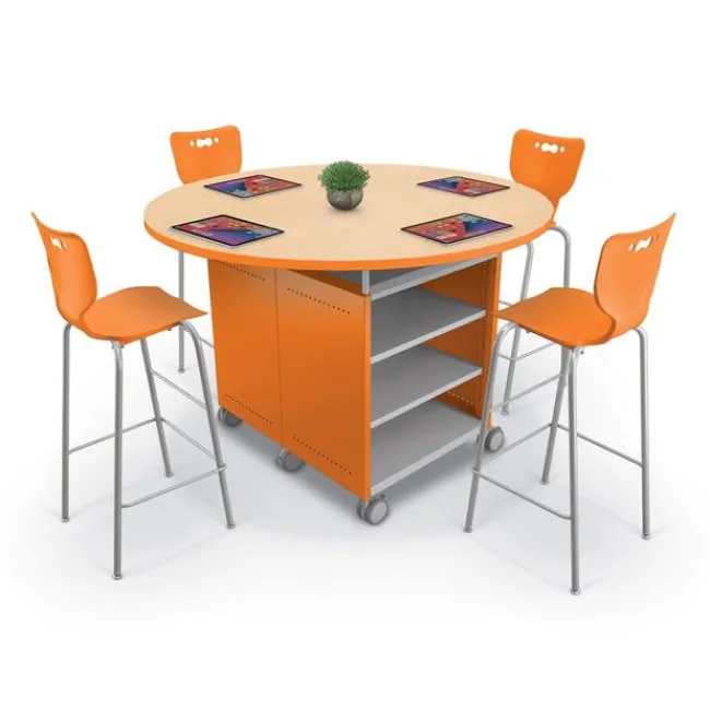 Mooreco Compass Island Round Cabinet & 30" Hierarchy Stool Package^ Activity Table & Chair Packages|Makerspace & Shop