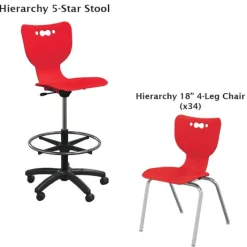 Mooreco Complete Classroom Package - Teacher Station + 34 Porcelain Dry Erase Shape Desks & Chairs^ Classroom Desks & Chairs|Complete Classrooms