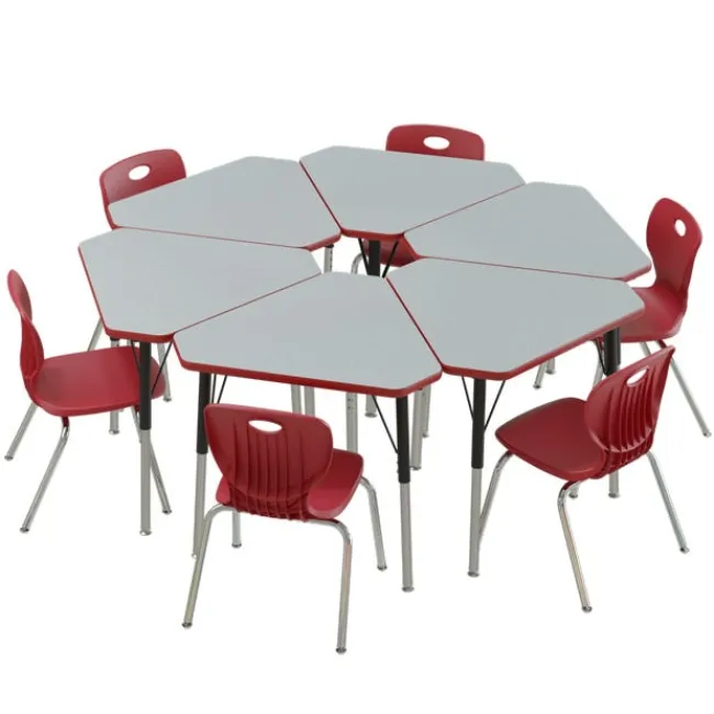 Correll a Height Adjustable Collaborative Desk Package w/ 6 Diamond Desks & 6 Chairs^ Desk & Chair Packages|Classroom Desks & Chairs