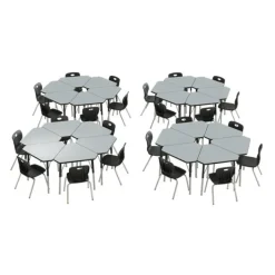 Correll a Height Adjustable Collaborative Desk Package w/ 24 Diamond Desks & 24 Chairs^ Desk & Chair Packages|Classroom Desks & Chairs