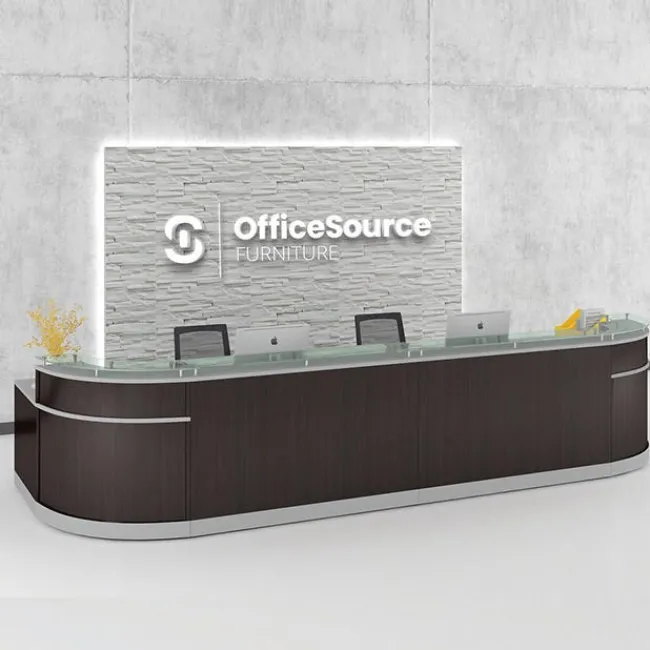 OfficeSource Cosmo Collection Curved Reception Typical (2-Unit)^ Reception Desks