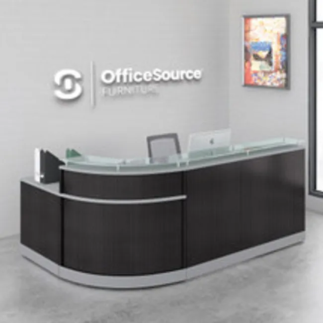 OfficeSource Cosmo Collection Curved Reception Typical (1-Unit)^ Reception Desks
