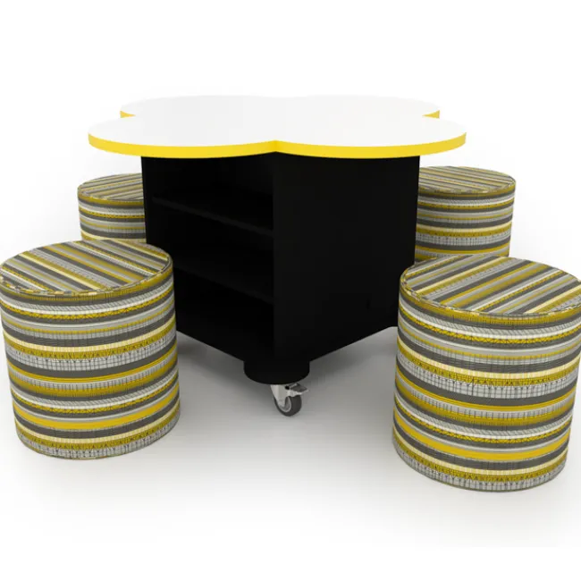 CEF Creation Cube Storage Table with Perch Circle Soft Seating Package - Clover^ Activity Table & Chair Packages|Activity Tables & Chairs