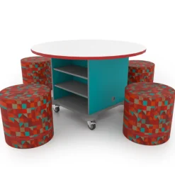 CEF Creation Cube Storage Table with Perch Circle Soft Seating Package - Round^ Activity Table & Chair Packages|Activity Tables & Chairs