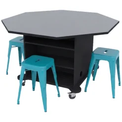 CEF Creation Cube Storage Work Tables with Stools^ Makerspace Stem Packages
