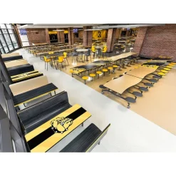AmTab Customizable Booth Seating Cafeteria Table Unit (60'' W x 72'' L)^ New- Custom Logo Cafeteria Tables