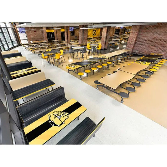AmTab Customizable Booth Seating Cafeteria Table Unit (60'' W x 72'' L)^ New- Custom Logo Cafeteria Tables